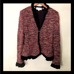 St John Couture By Marie Gray Tweed and Velvet Blazer. Size 10 Old Money Preppy